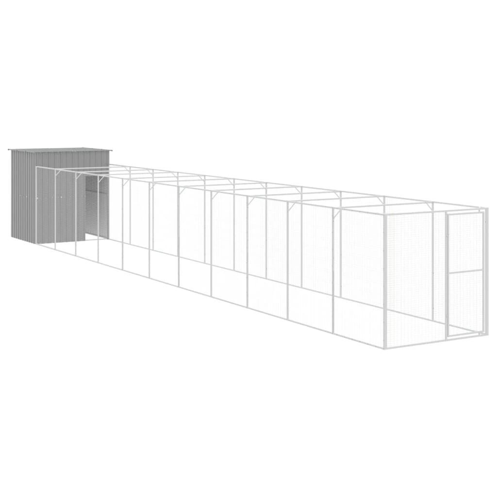 vidaXL Caseta perro corral acero galvanizado gris claro 165x1271x181cm, , large Imagen numero 1