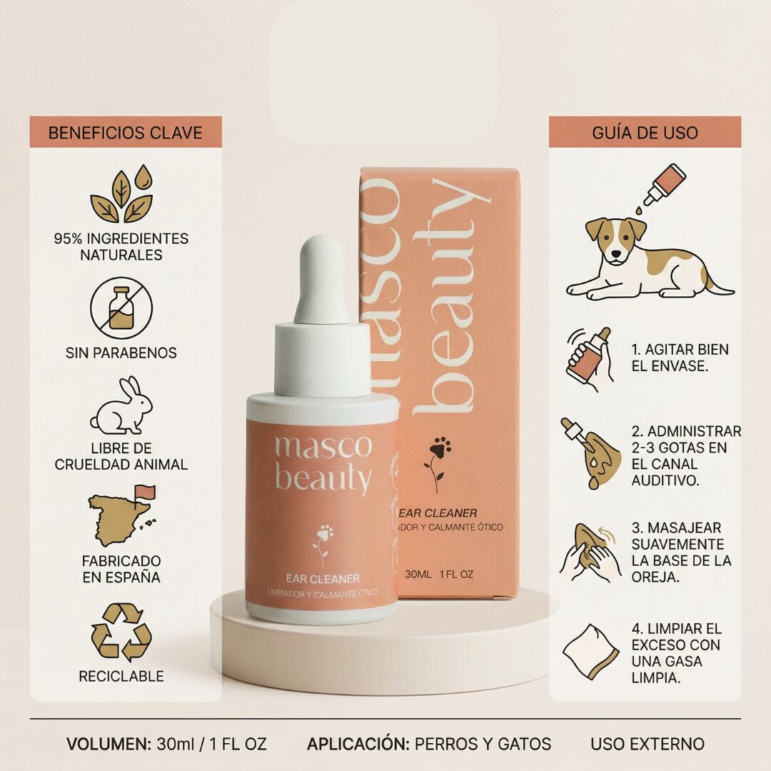 Calm Ears Limpiador de O&iacute;dos para perros y gatos &middot; Disuelve cera &middot; Calma el picor &middot; Aceite de lavanda &middot; 95% natural &middot; Hecho en Espa&ntilde;a, , large Imagen numero 2