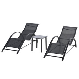 Outsunny Tumbonas De Jardín Con Mesa De Café Negro