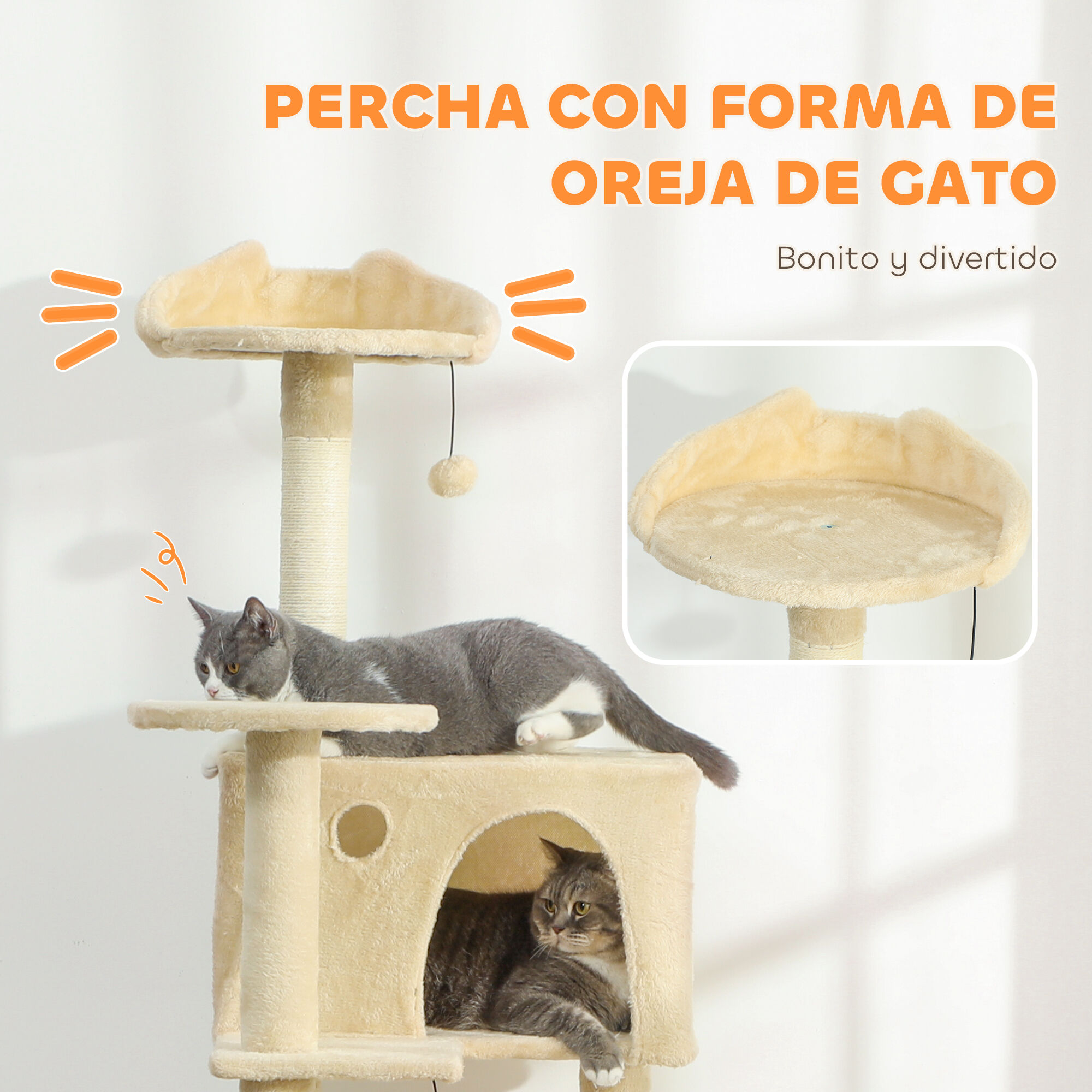 PawHut Árbol para Gatos Beige thumbnail