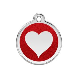 Red Dingo Placa identificativa Purpurina Corazón Rojo para perros