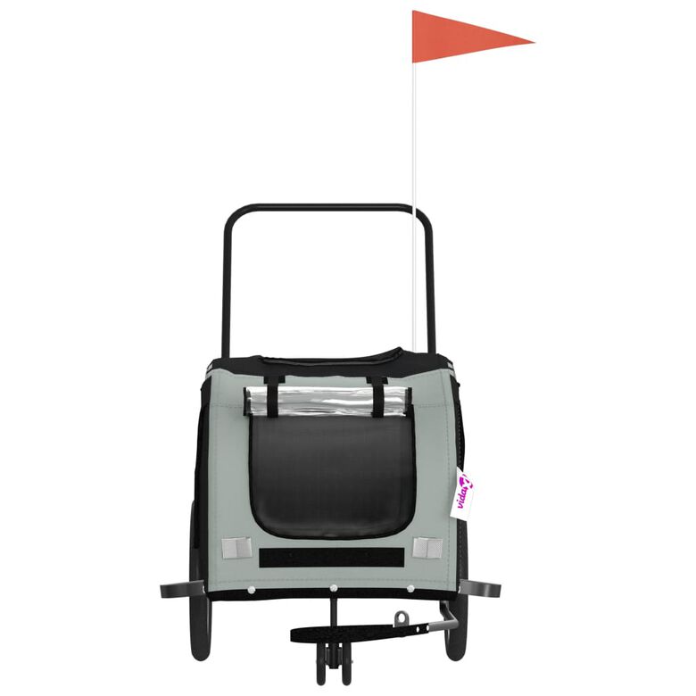 vidaXL Remolque bicicleta  gris para Perros thumbnail