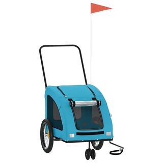 VidaXL Remolque bicicleta azul para perros y gatos 