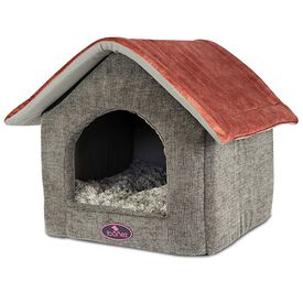Ibañez cama iglú casita gris y roja para perros 