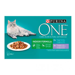 Purina One Indoor Formula Sobre en salsa para gatos 