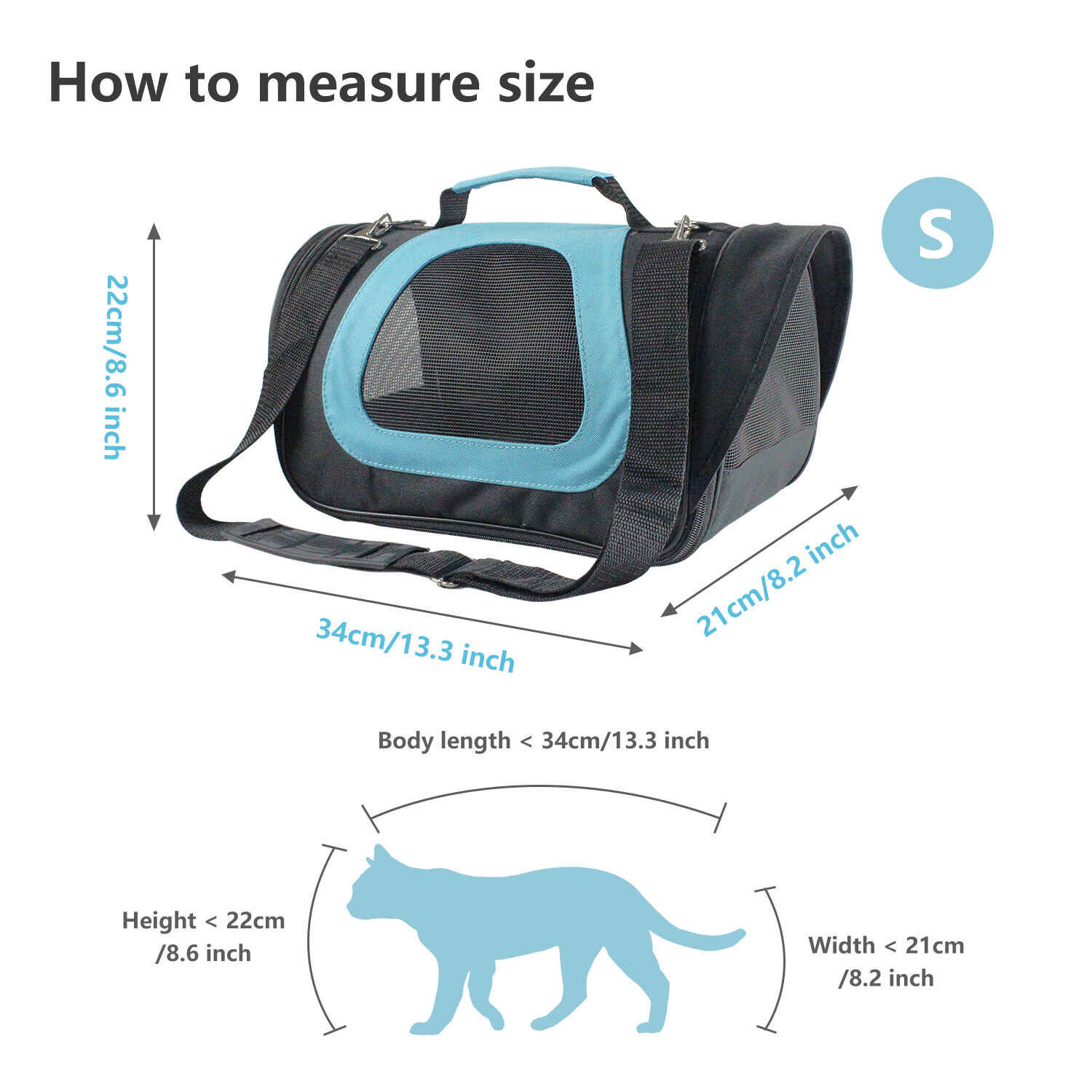Nobleza -Transportin Gato Perro, Bolsa de Transporte Transpirable para Mascotas, 45*28*29cm transportador de mascotas para Perros/Gatos/Avi&oacute;n Mediano (Negro Azul), , large Imagen numero 7