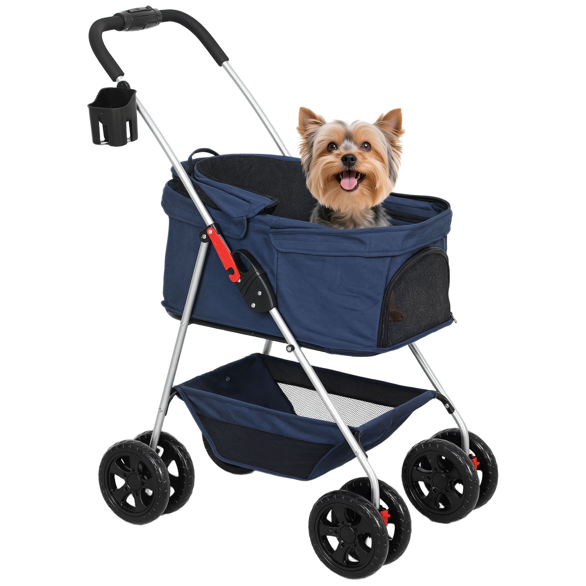 PawHut Cochecito para Mascotas Azul, , large Imagen numero 1