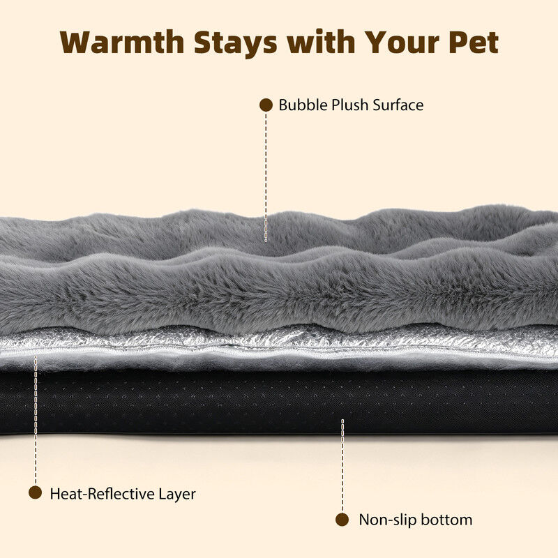 Nobleza Manta Autocalentable para Gatos y Perros Peque&ntilde;os (70 x 50 cm) - Manta T&eacute;rmica de Felpa Suave Tipo Burbuja, Sin Calentamiento El&eacute;ctrico, Esterilla Lavable con Base Antideslizante, Gris, , large Imagen numero 4