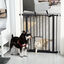 PawHut Barrera de Seguridad para Perros Barrera para Mascotas Extensible con Puerta Pequeño Cierre Automático y Sistema de Doble Bloqueo para Puerta Pasillo Escalera 74-80x76,2 cm Negro, , large indicador imagen numero 2