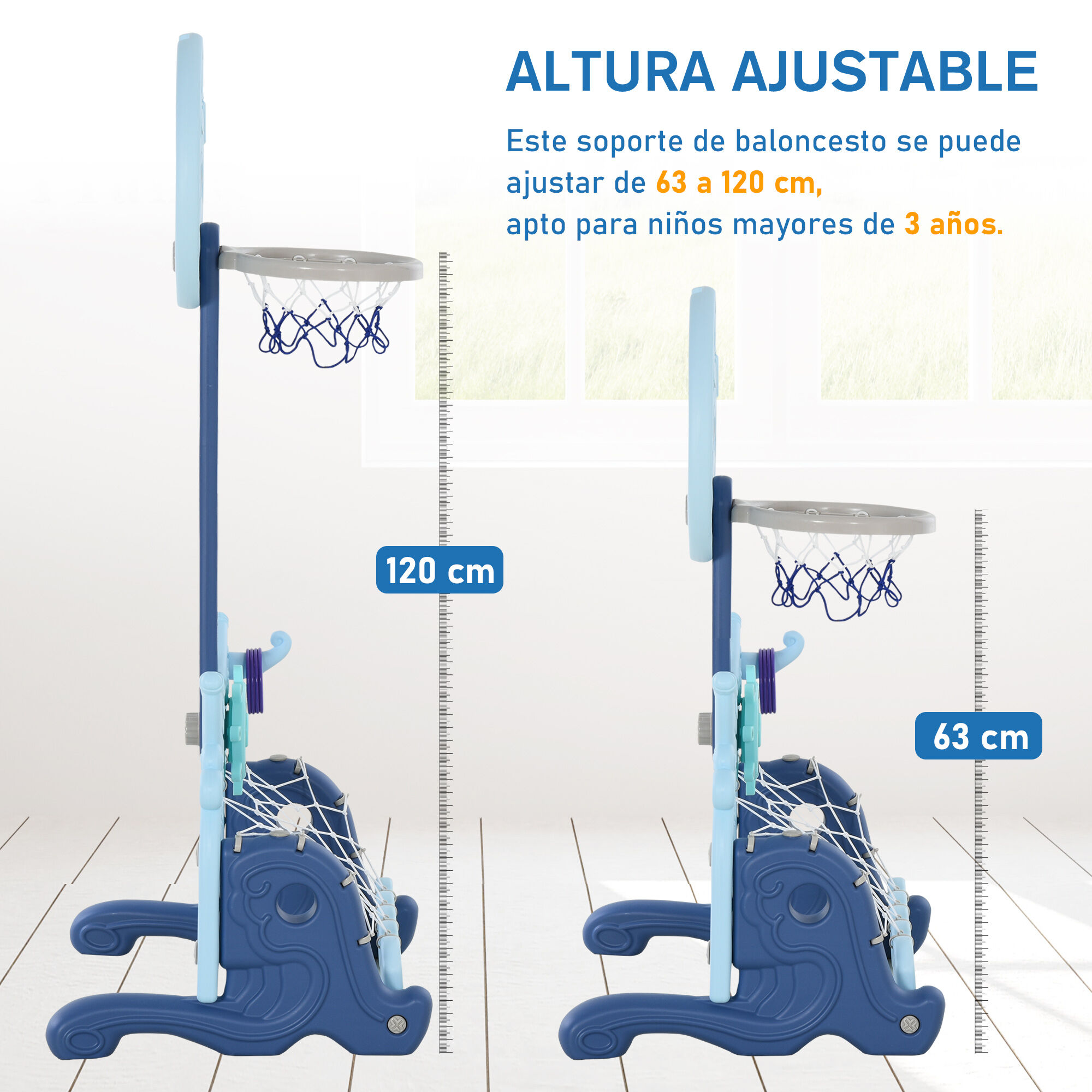 HOMCOM Set de deportes Azul con Soporte 4 en 1 para ni&ntilde;os, , large Imagen numero 5