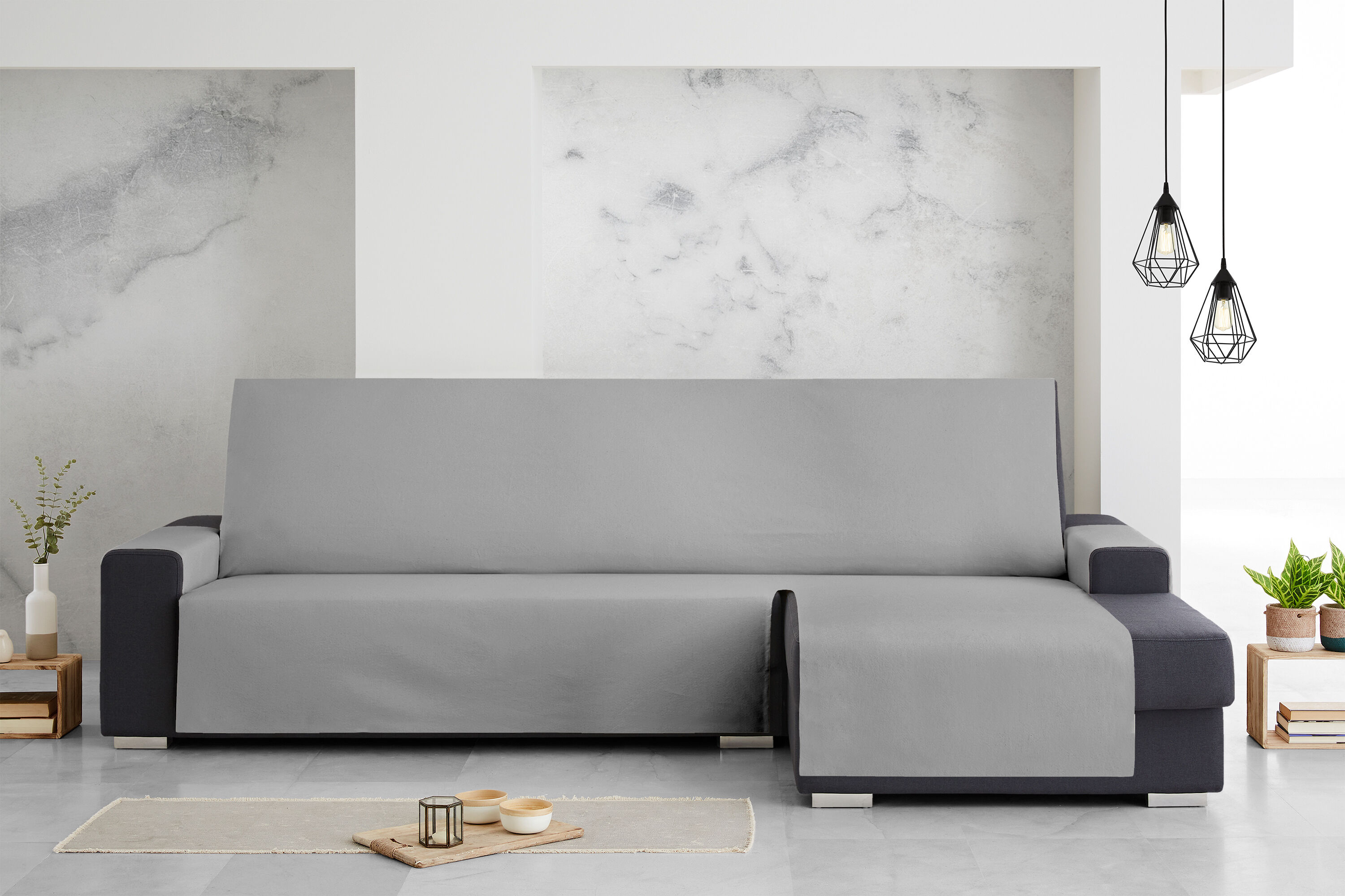 Protector Cubresofa Sofa Chaise Longue Derecha Royale 240 cm. Color Gris Oscuro, , large Imagen numero 3