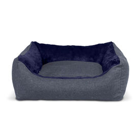 Gauty Cama Rectangular Denim Y Pelo Azul para perros