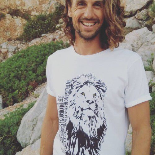 Camiseta manga corta hombre león color Blanco thumbnail