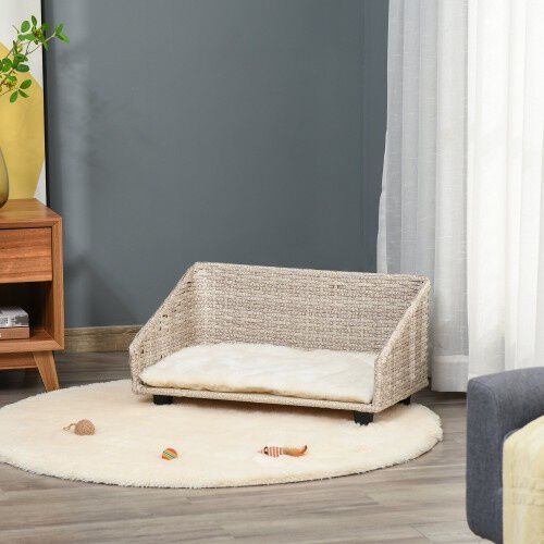 Cama elevada con coj&iacute;n suave para mascotas color Beige, , large Imagen numero 3