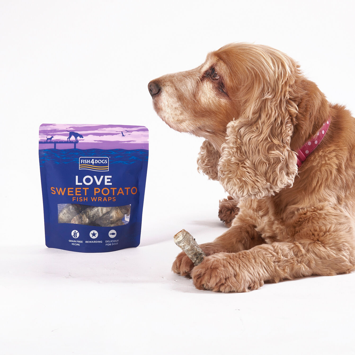 Fish4Dogs Snack natural Love Boniato con Pescado para perros thumbnail