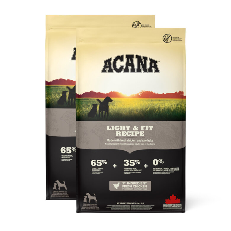 2 x 11.4 kg Acana Adult Light y Fit pienso para perros ¡Pack ahorro!
