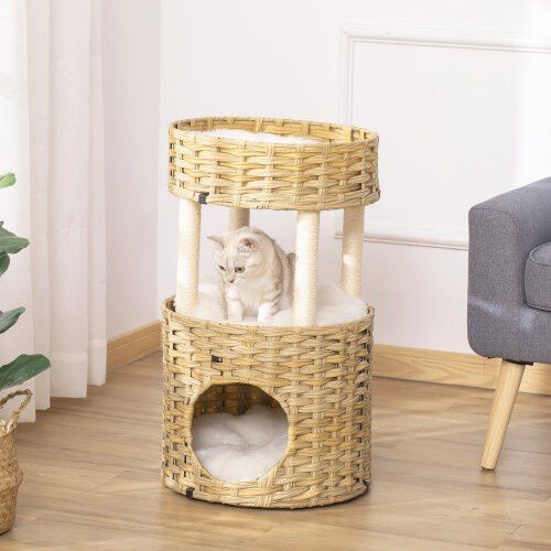 PawHut cueva rascador de rat n para gatos Tiendanimal
