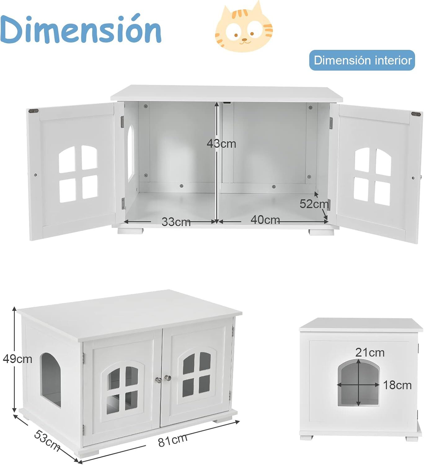 COSTWAY Casita-mesita de Noche con Doble Puerta y Ventana para Gatos thumbnail