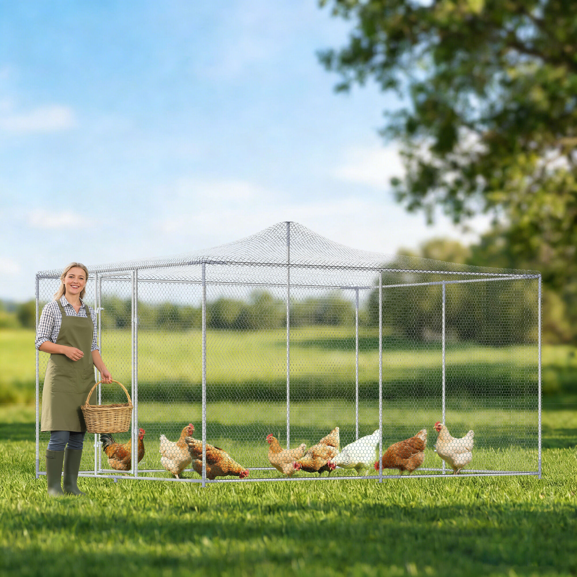 PawHut Gallinero para Exterior Plata, , large Imagen numero 2