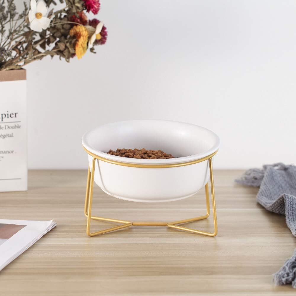 Taz&oacute;n Cer&aacute;mico Blanco con Soporte Dorado inclinado 800 ml, , large Imagen numero 5