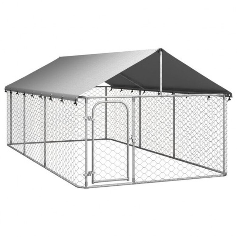 VidaXL Perrera Exterior Plateada para perros, , large image number null