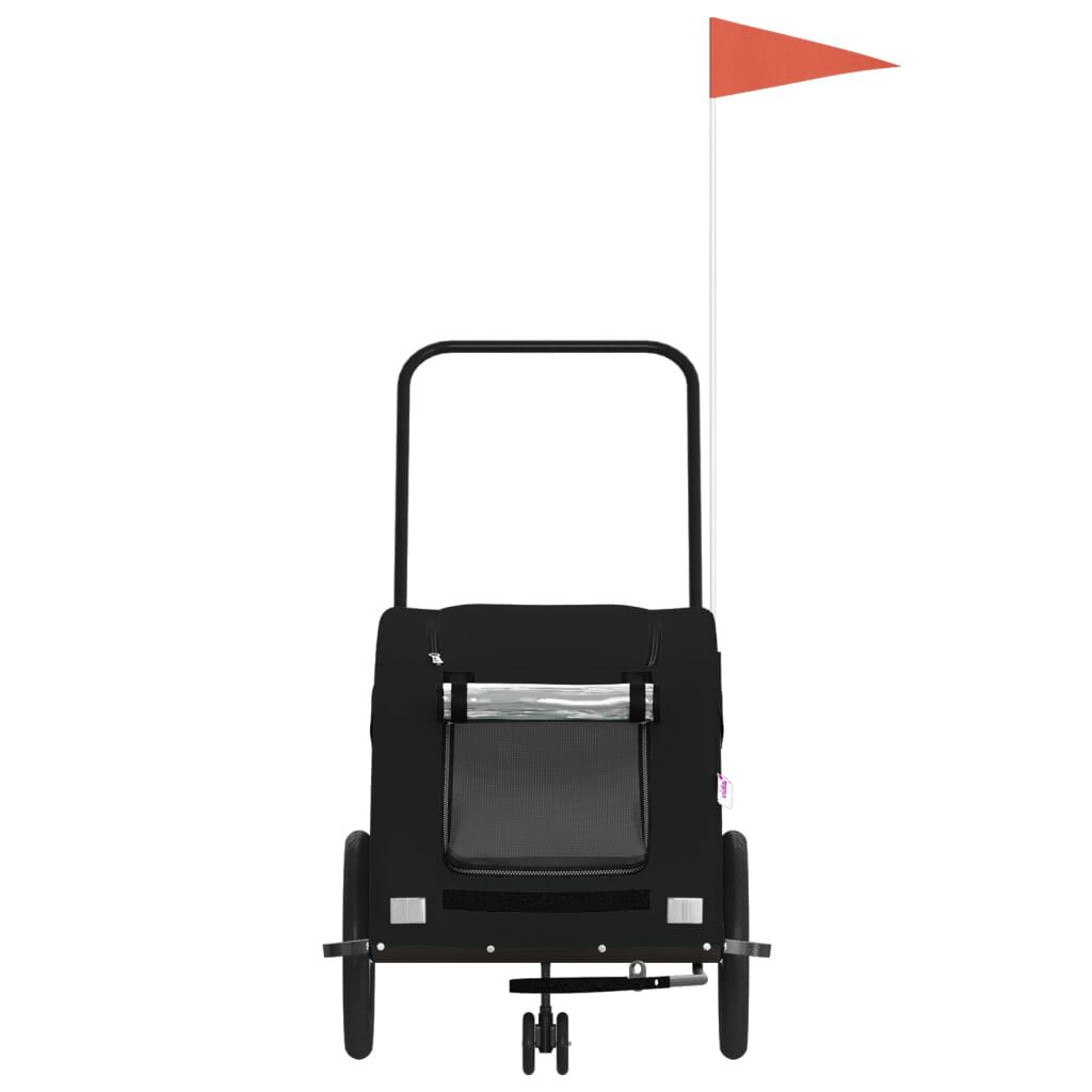 vidaXL Remolque de bicicleta para perros hierro y tela Oxford negro, , large Imagen numero 8