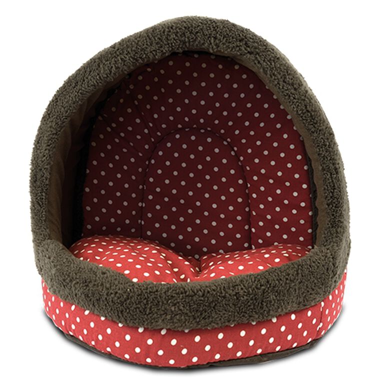 Cama para perros y gatos en forma de Cueva lunares Color Rojo thumbnail