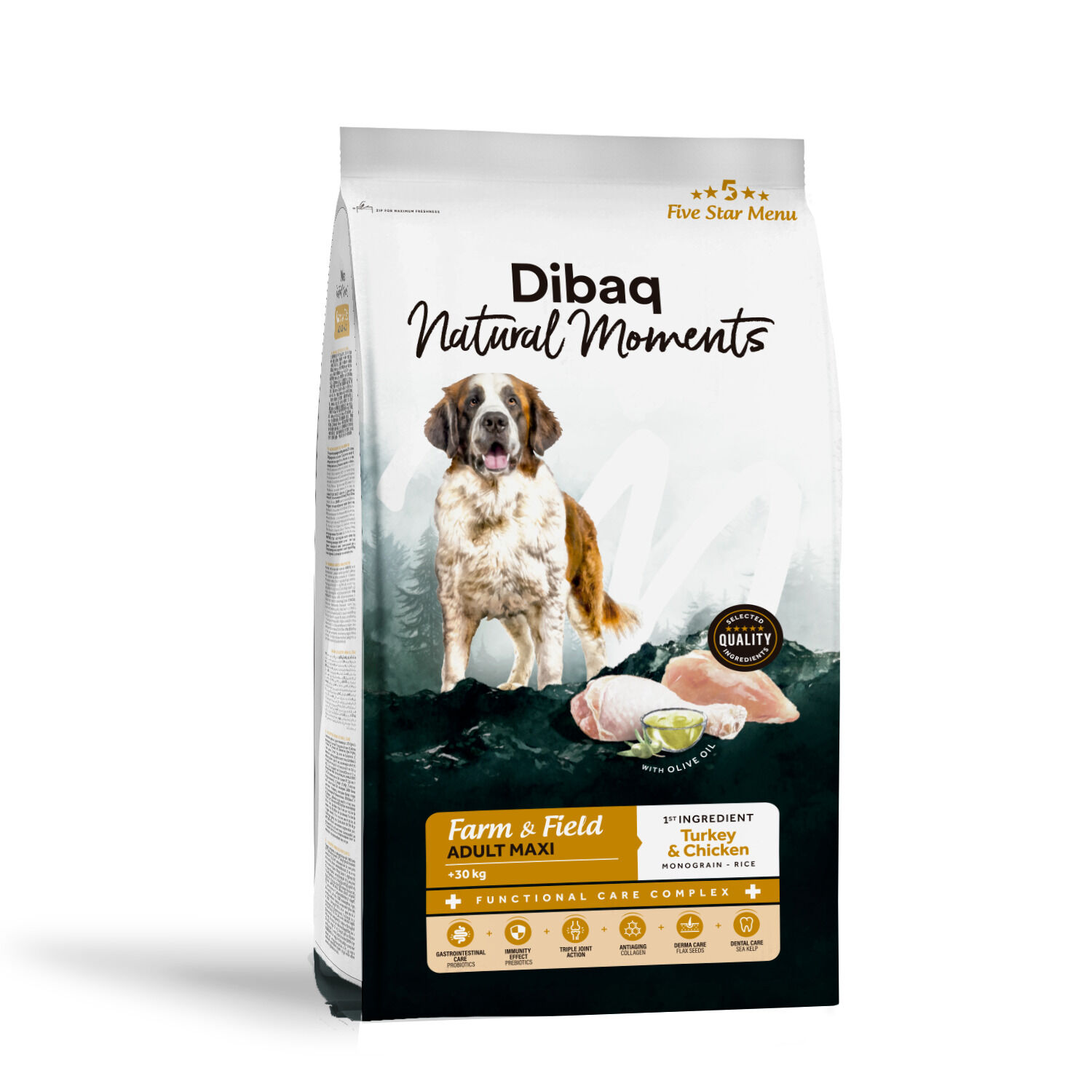 Dibaq Natural Moments 5 Star Pavo y Pollo Adulto razas grandes 12Kg, , large Imagen numero 1