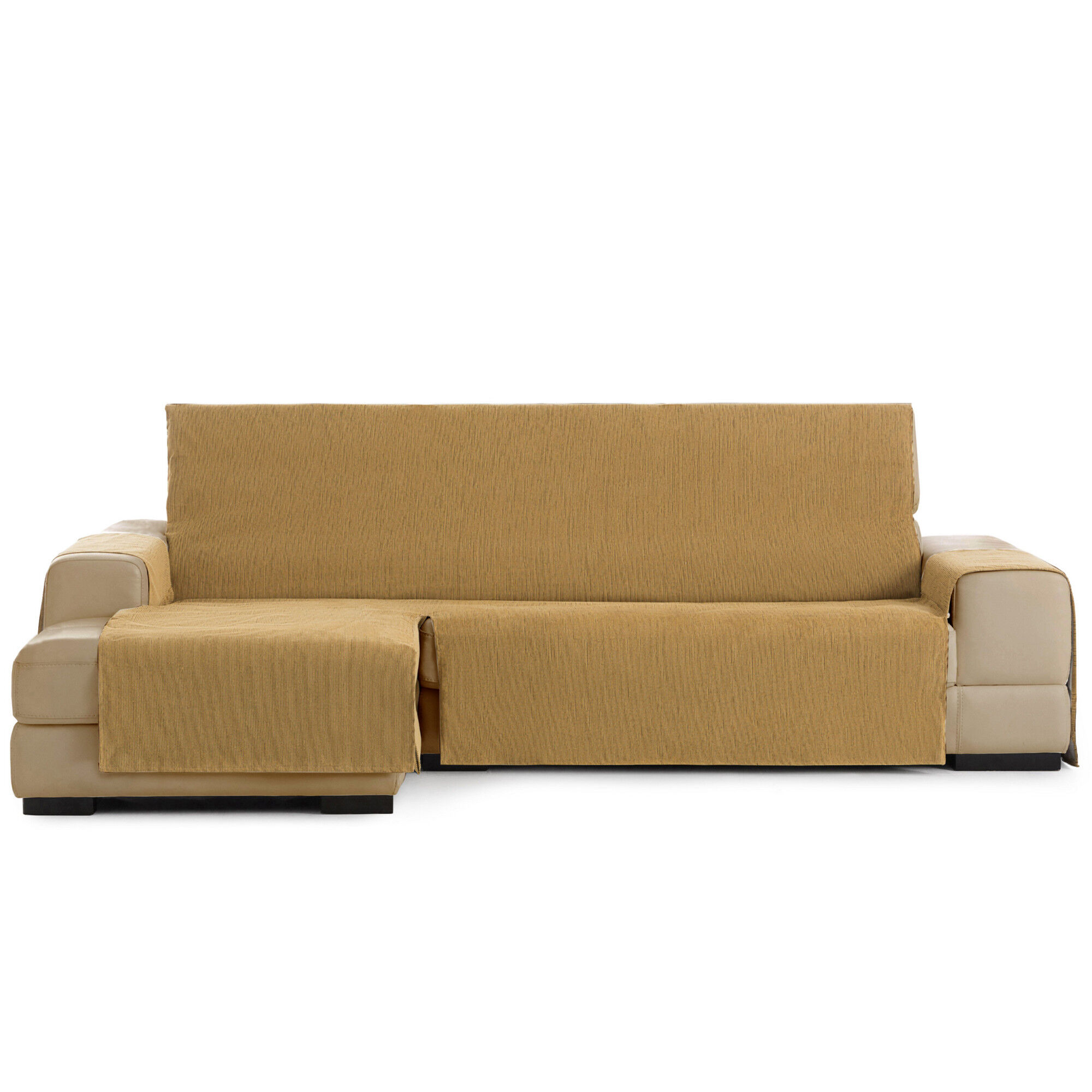 Vipalia Protector Funda Chaise Longue Lisa. Cubresofa Chenilla. Dise&ntilde;o Elite. Color Ocre. Chaise Largo Izquierda, , large Imagen numero 4
