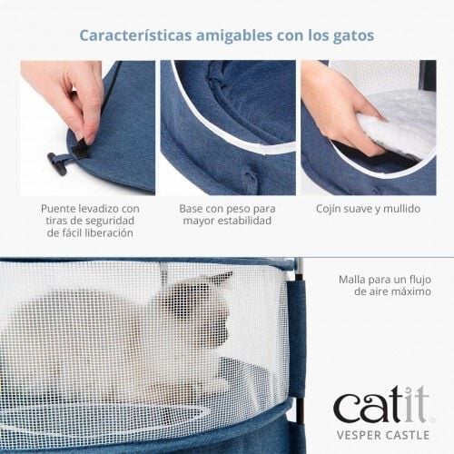 Cat it vesper cama en forma de castillo plegable azul para gatos thumbnail