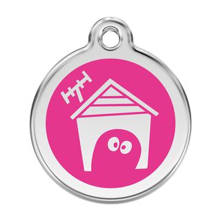 Red Dingo Placa identificativa Acero Inoxidable Esmalte Perro Casa Rosa Fuerte para perros