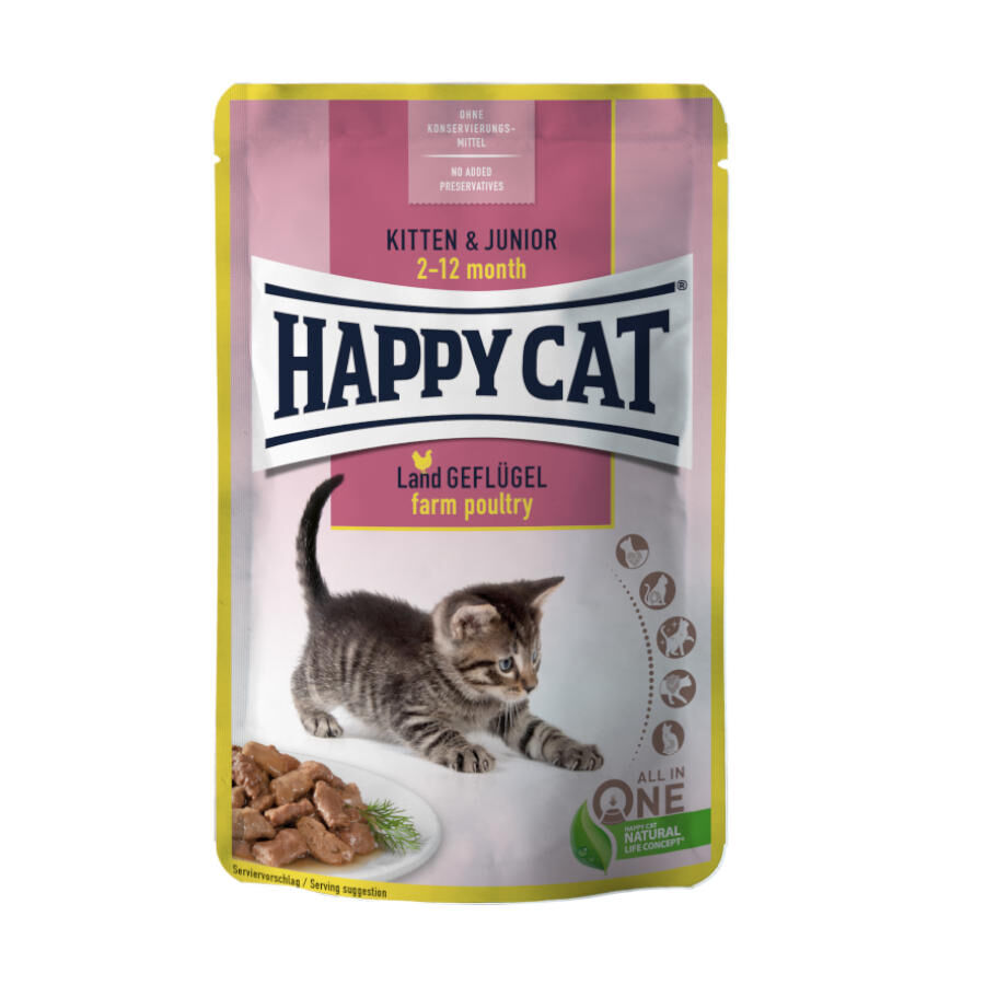 85 g Happy Cat Kitten&Junior Pollo en salsa sobre, , large Imagen numero 1
