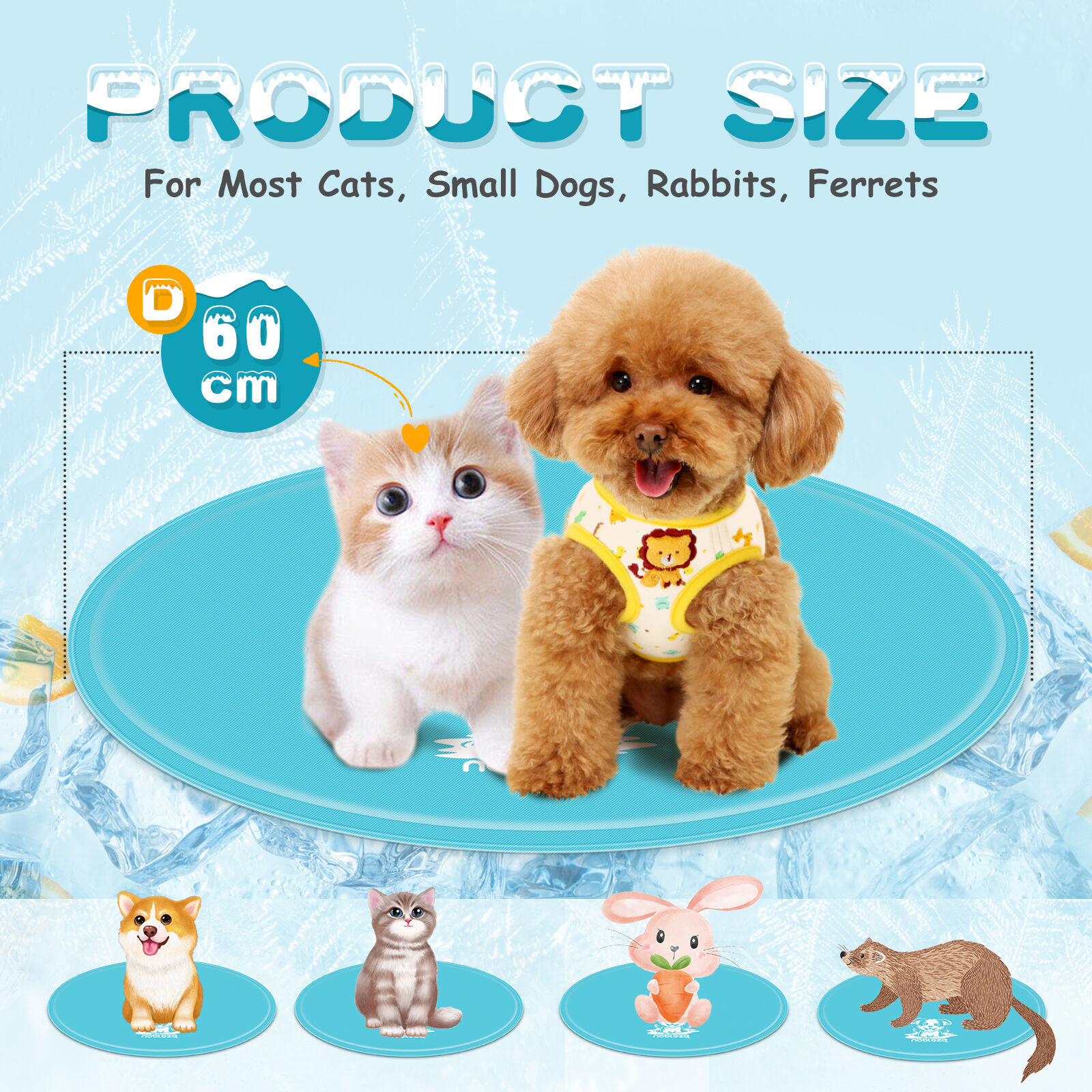 Nobleza - Alfombrilla Refrescante para Perros y Gatos, Manta Refrigerante para Mascotas Auto Enfriamiento con Gel No T&oacute;xico, Cama Refrigerante para Mascotas Peque&ntilde;o, Di&aacute;metro 60cm, , large Imagen numero 2