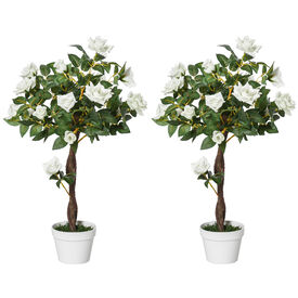 Outsunny Rosas Artificiales Verde y Blanco para hogar