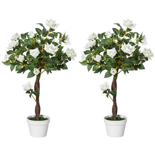 Outsunny Rosas Artificiales Verde y Blanco para hogar