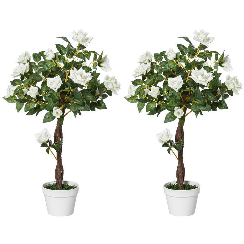 Outsunny Rosas Artificiales Verde y Blanco para hogar thumbnail
