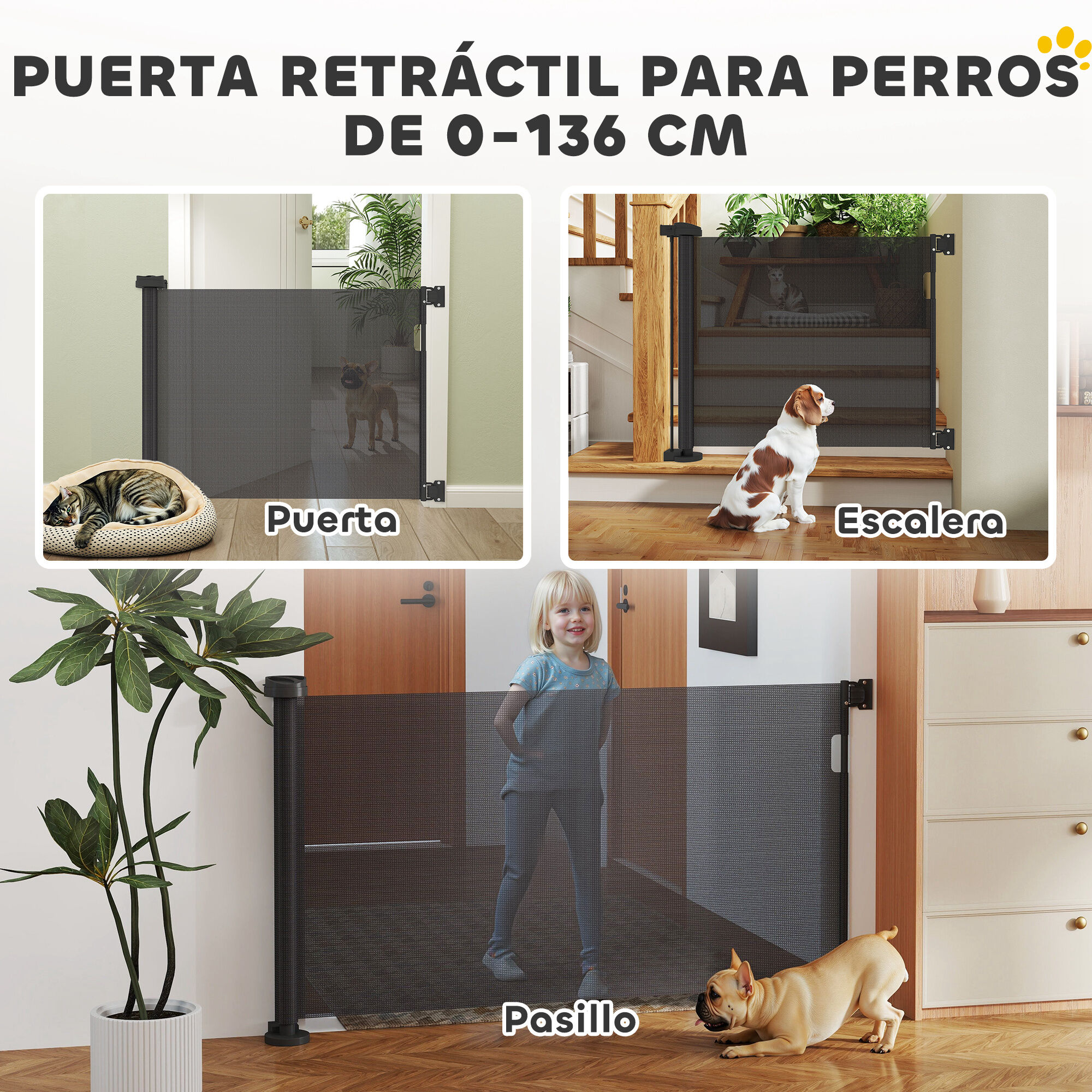 PawHut Barrera para Perros Negro thumbnail