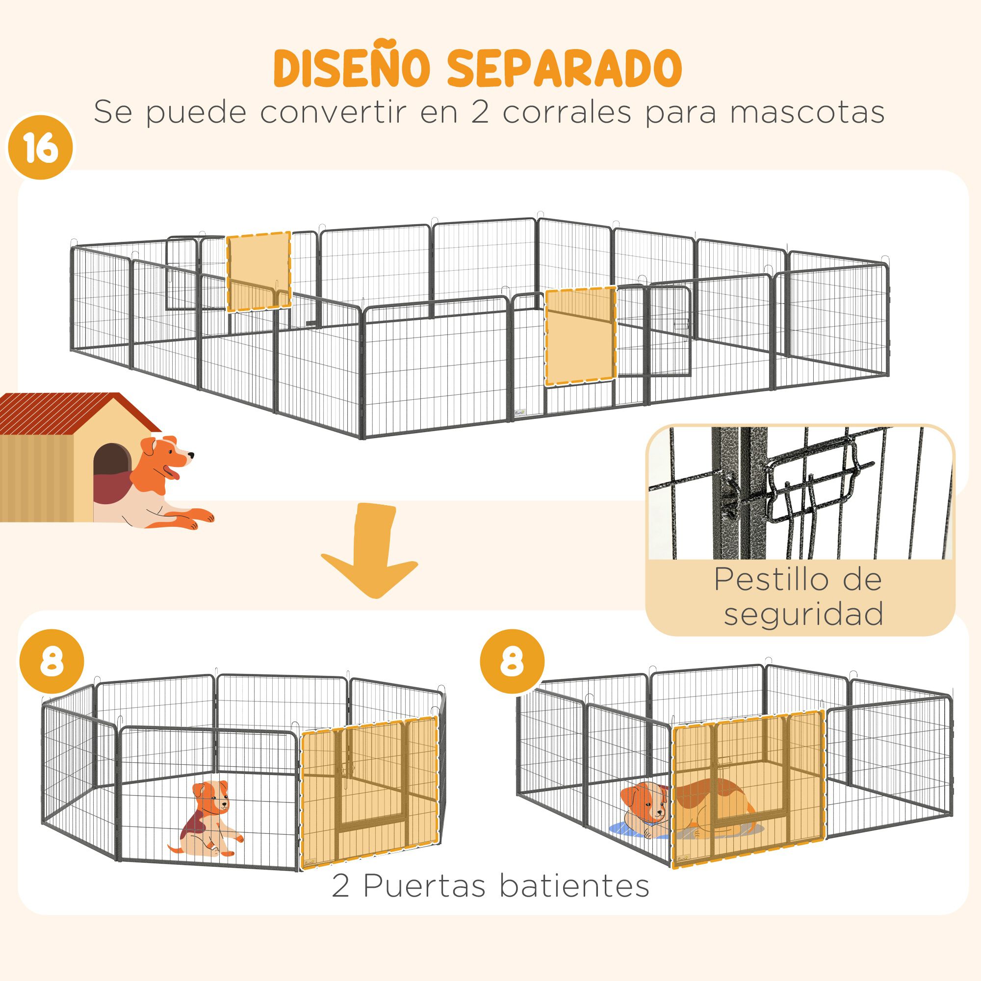 PawHut Parque para Perro Gris, , large Imagen numero 5