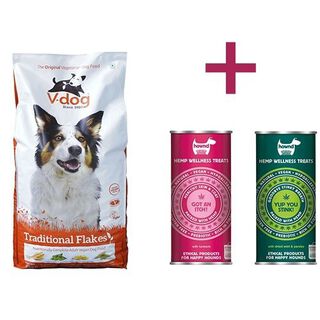 Pack comida vegana pienso y snack para perros