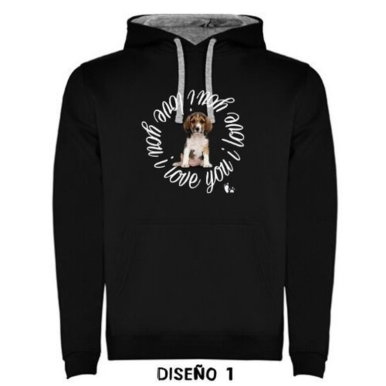 Sudadera capucha "I love you" personalizable color Negro, , large image number null