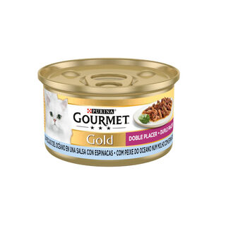 Gourmet Gold Pescado del Océano y Espinacas en salsa sobre para gatos