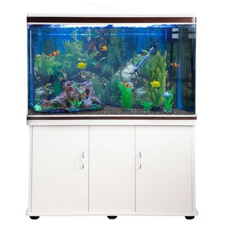 MonsterShop Acuario con Mueble blanco, Accesorios y Grava Natural para peces