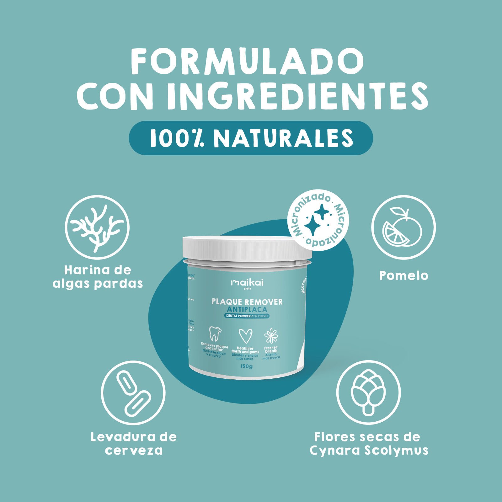 MAIKAI Polvos para Mal Aliento Natural Perros y gatos thumbnail