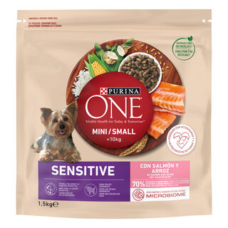 Purina One Adult Mini Bifensis Delicate Salmón y Arroz pienso para perros 