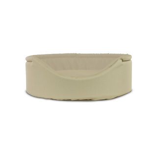 Gauty Cama Redonda Tela Impermeable beige para Perros y Gatos 
