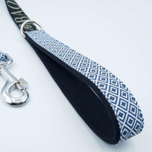 Baona collar zanz&iacute;bar de nylon reciclado azul y blanco para perros, , large Imagen numero 4