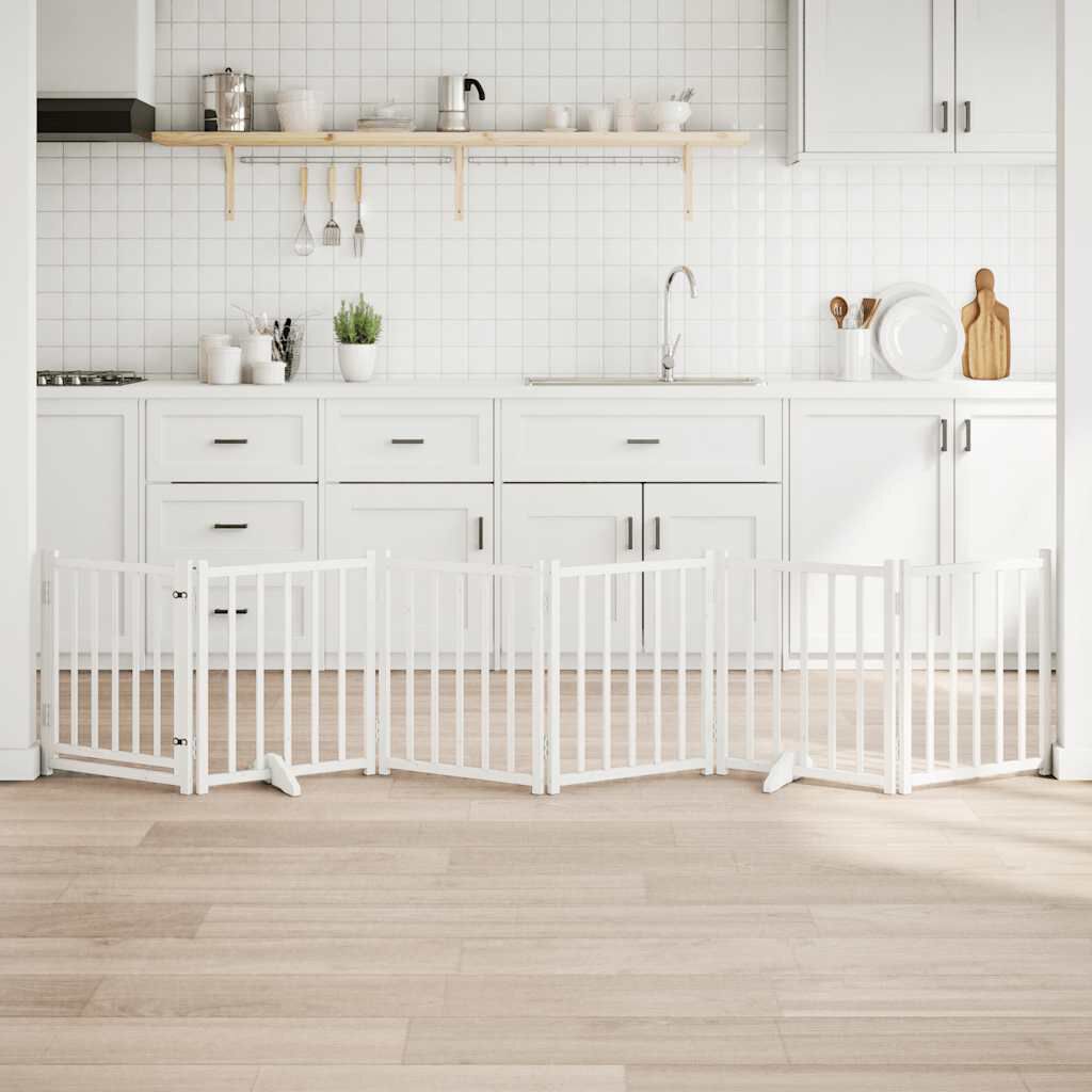 vidaXL Puerta para Perros Plegable Paneles Puerta Mascotas Madera de Álamo thumbnail