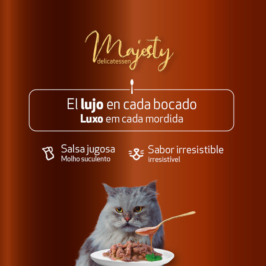 12 sobres x 100 g  Majesty Multipack Sobres Salsa Carne en Salsa para gatos, , large Imagen numero 5