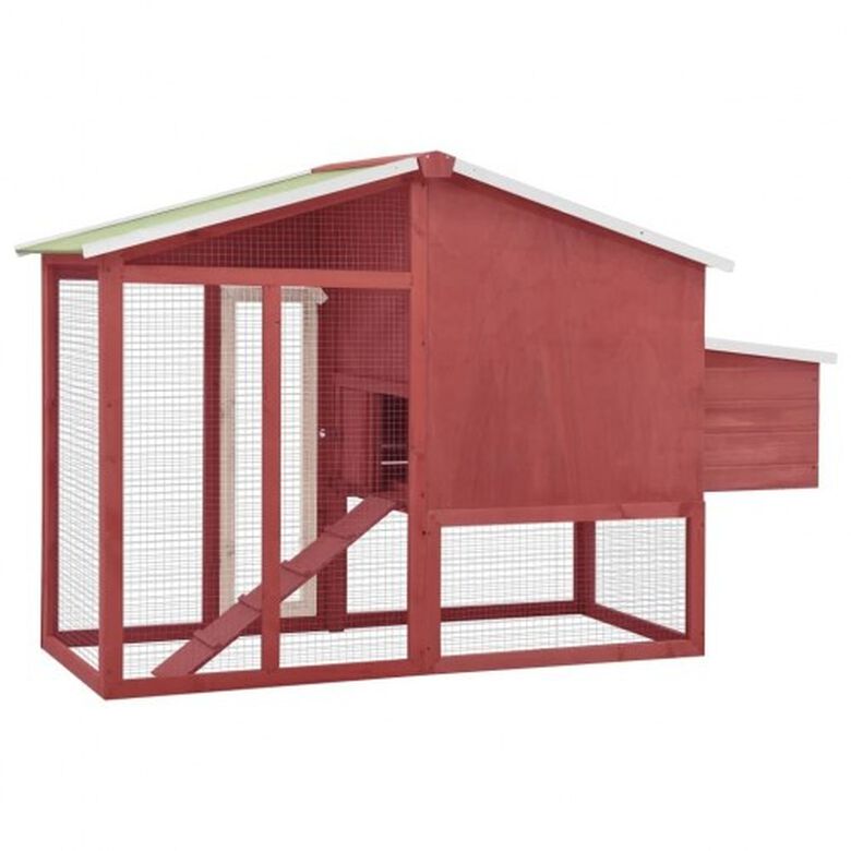 Gallinero de madera maciza y malla color Rojo y Blanco thumbnail
