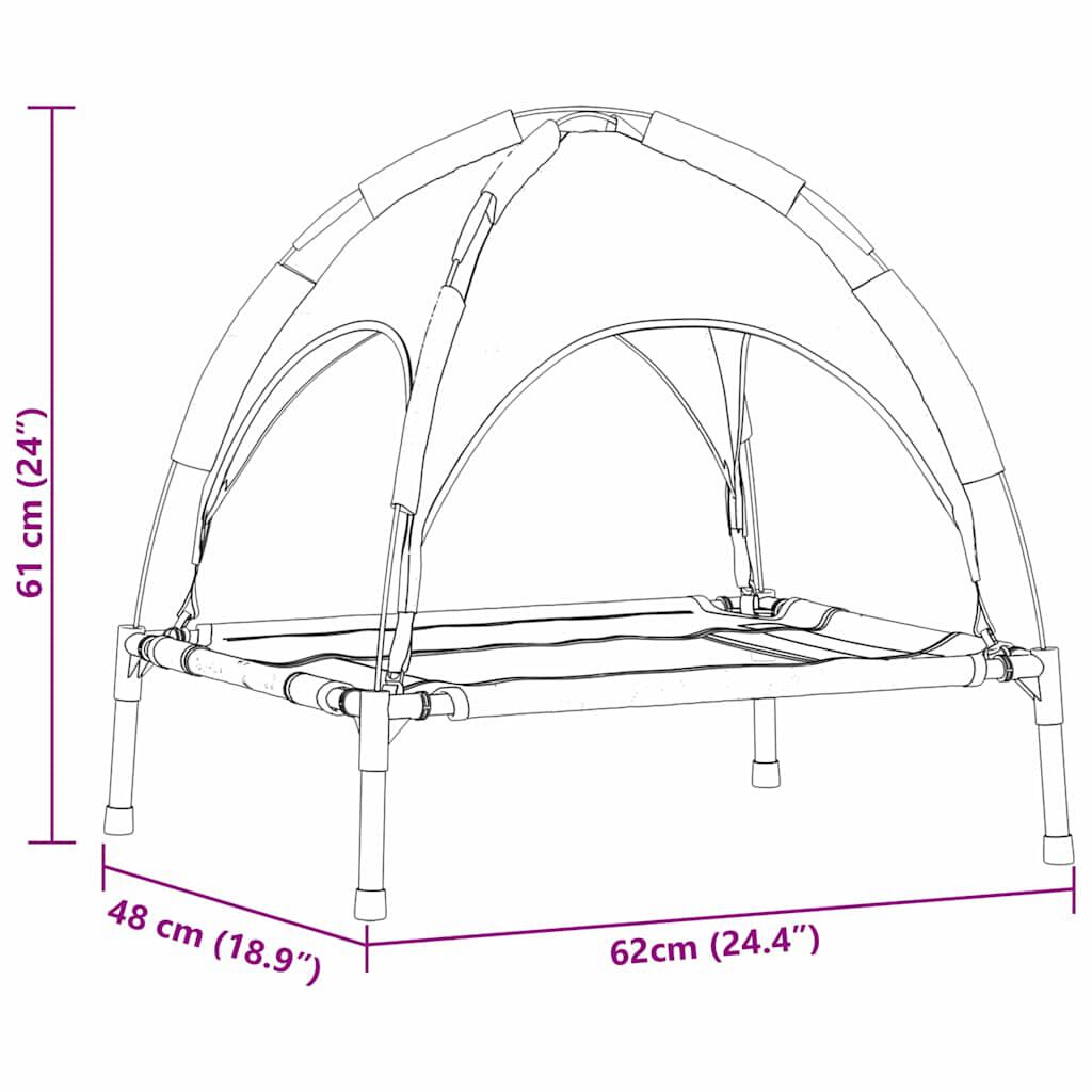 vidaXL Cama para Perros con Dosel Sof&aacute; Silla Tela Oxford y Acero Marr&oacute;n, , large Imagen numero 16